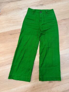 Anthropologie Green Wide-Leg Collette Pants